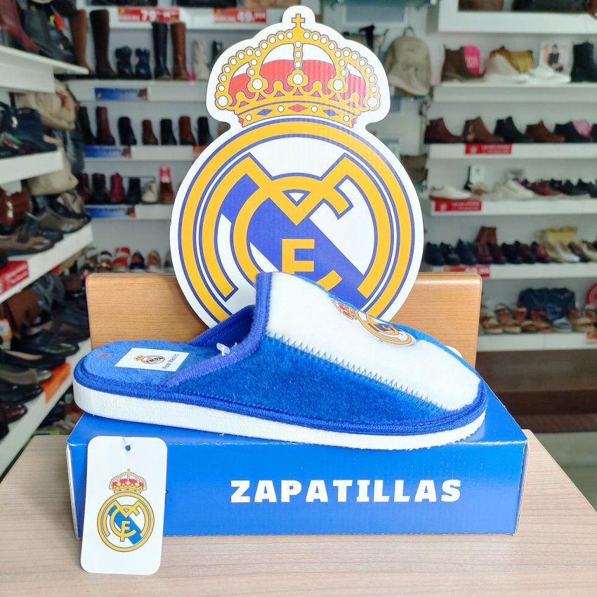 Marpen – Zapatilla oficial del Real Madrid tipo zueco en blanco y azul   Vicky Zapatos