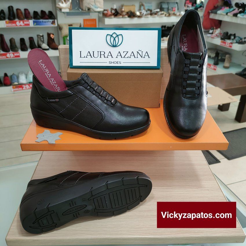 Zapato Profesional en Piel LAURA AZAÑA 26804 Cordón Elástico Hechos en España Coslada