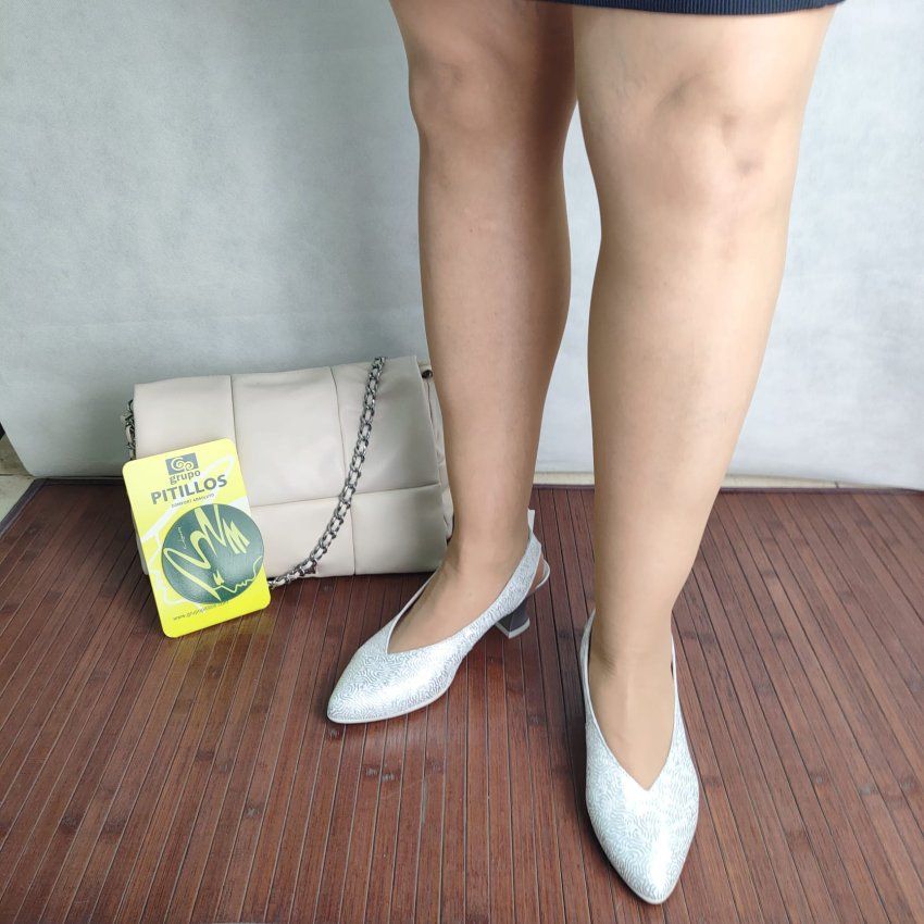 Salón de Piel Metalizada PITILLOS 11180 Tacón Medio Destalonado Hecho en España