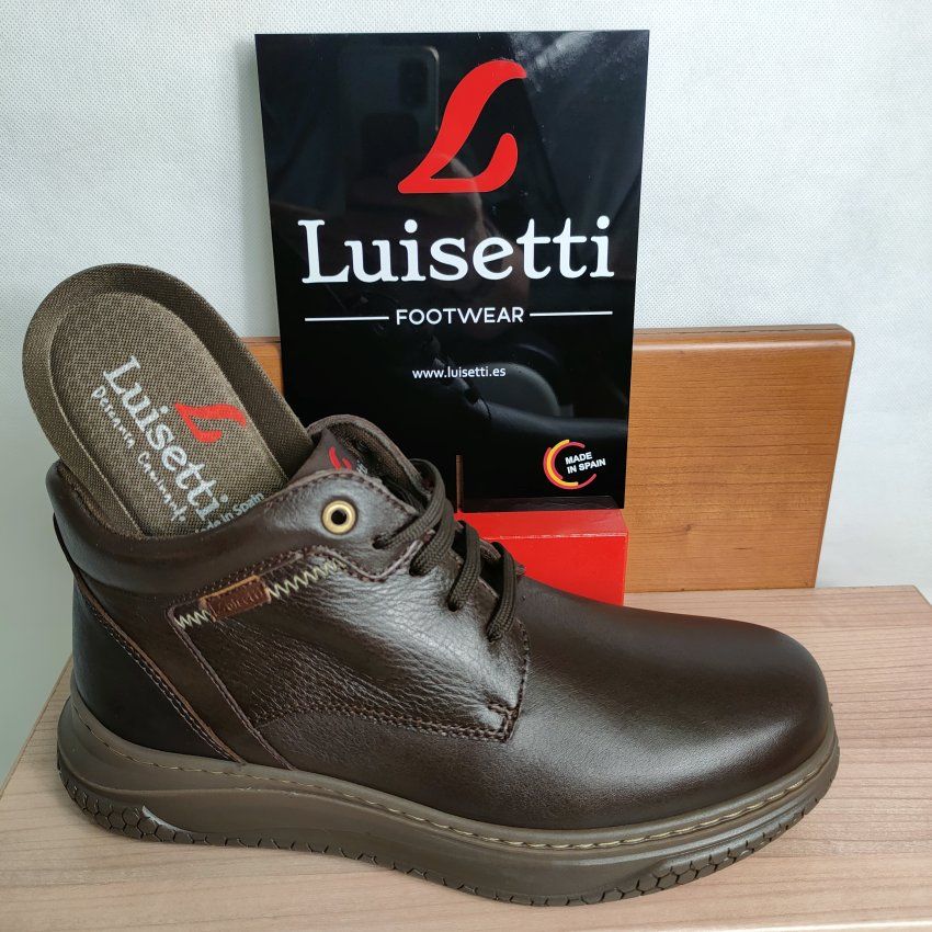 Botín Confort Hombre LUISETTÍ 39905 Piel Napa Café – Memory Foam y Máximo Agarre
