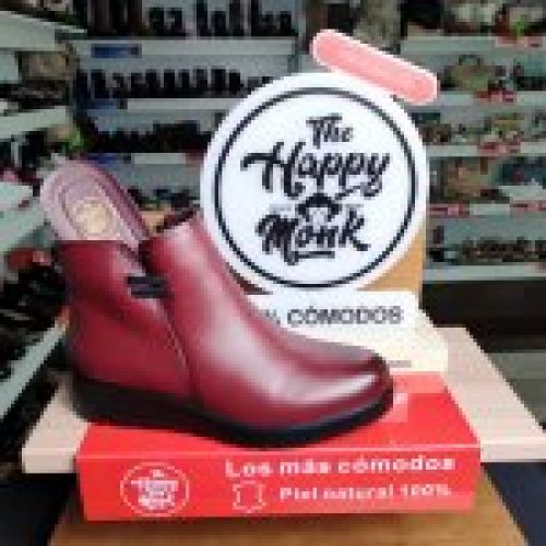 The Happy Monk Carmina 16 – Botín casual de mujer en piel burdeos con cuña baja   VICKY Zapatos