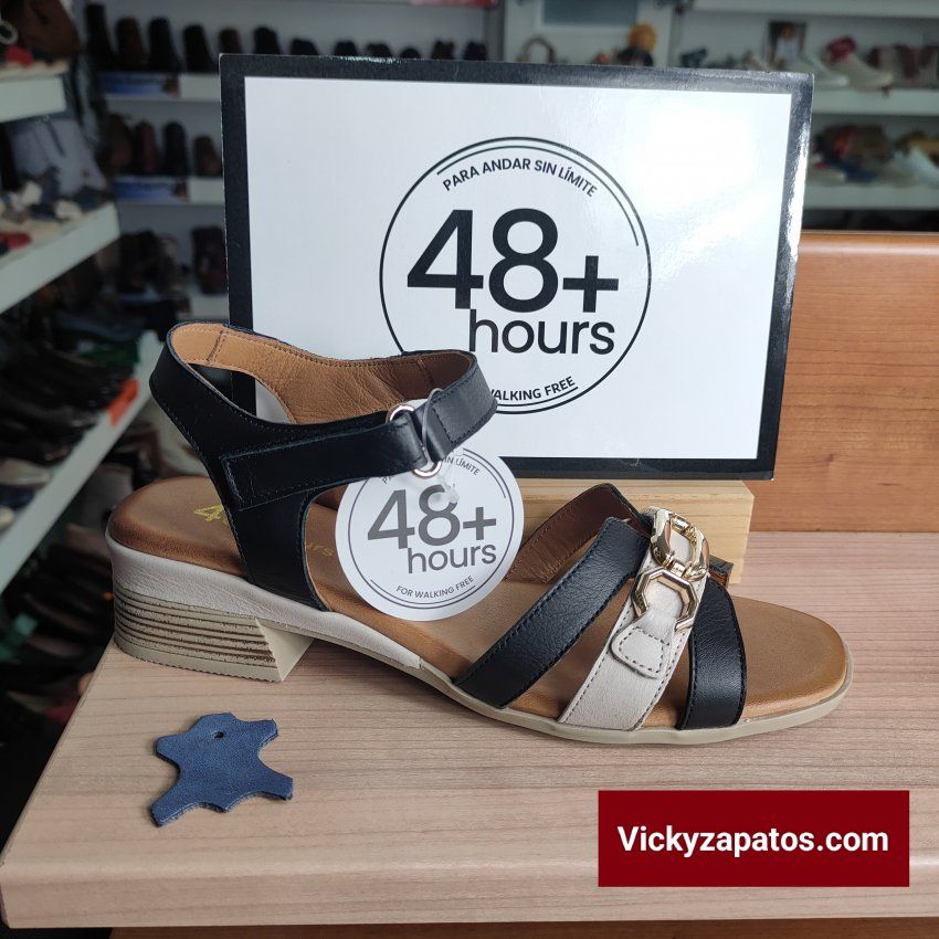 Sandalia en Piel y Planta de Gel 48+hours 515805 Tacón Bajo Hechas en España