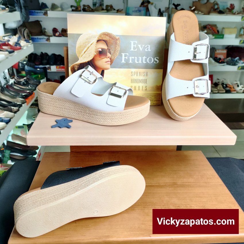 Zueco en Piel y Planta de Gel Plana EVA FRUTOS E20 Hechas en España