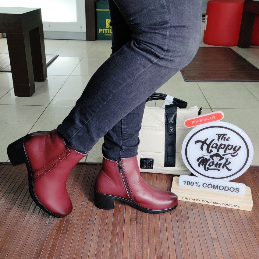 The Happy Monk Urban 01 – Botín casual de mujer en piel con tacón medio y tachuelas   VICKY Zapatos