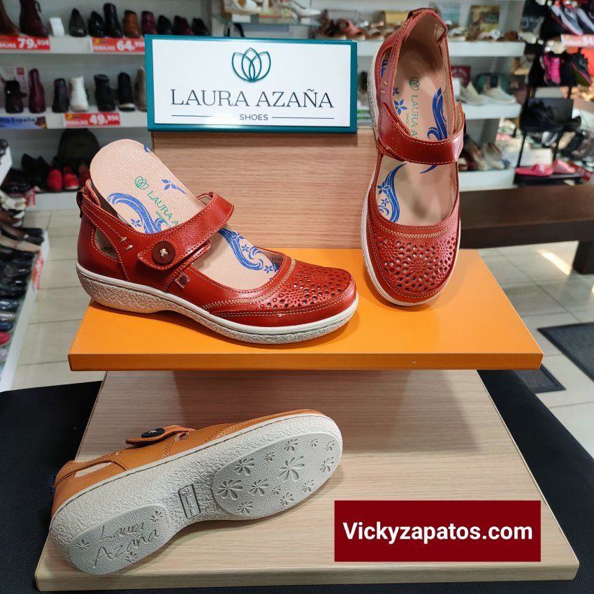 Merceditas Casual de Piel Troquelada LAURA AZAÑA 11898 Hechas en España San Fernando de Henares