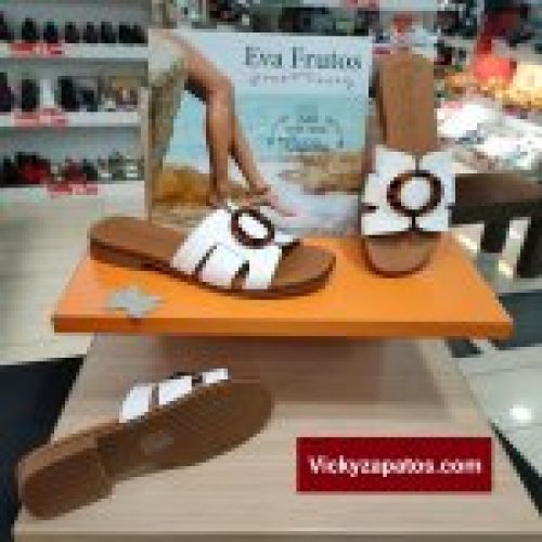 Zueco en Piel y Planta de Gel Plana EVA FRUTOS E132 Hechas en España Madrid