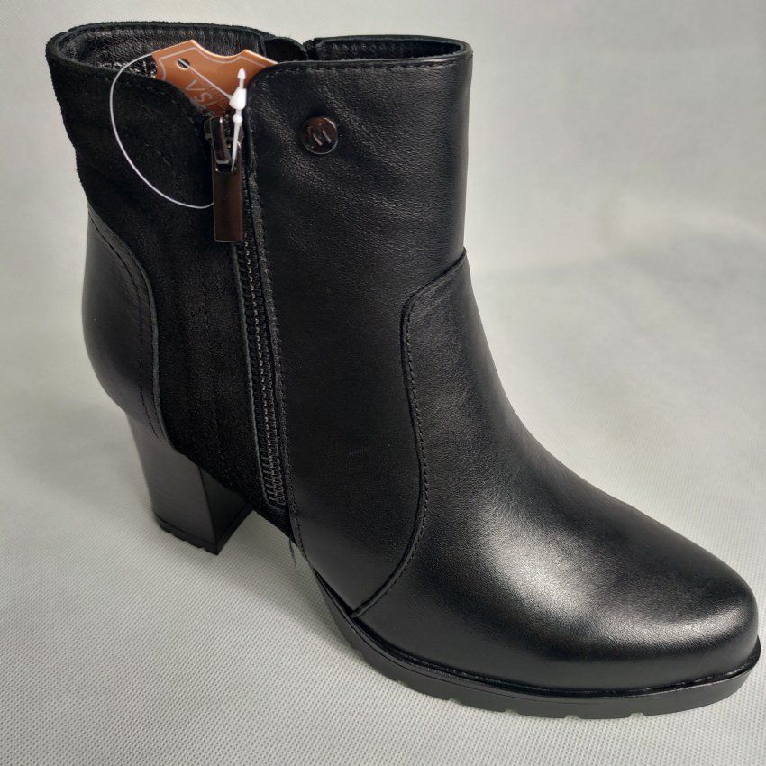 Botín Casual Mujer MANLISA 12222 Piel Napa y Afelpada Negro con Tacón Alto