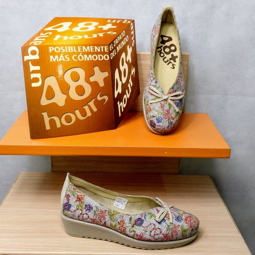 Manoletina de Piel con Cuña 48+ Hours 10511 Hechas en España Madrid