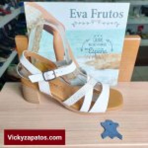 Sandalia en Piel y Planta de Gel EVA FRUTOS E25 Tacón Medio Hechas en España