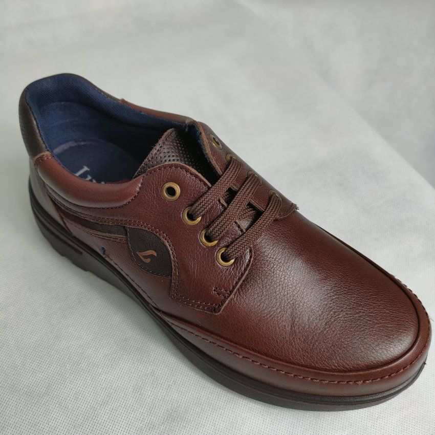 Luisetti 31011 – Zapato confort de piel con cordones color coñac Hecho en España | VickyZapatos