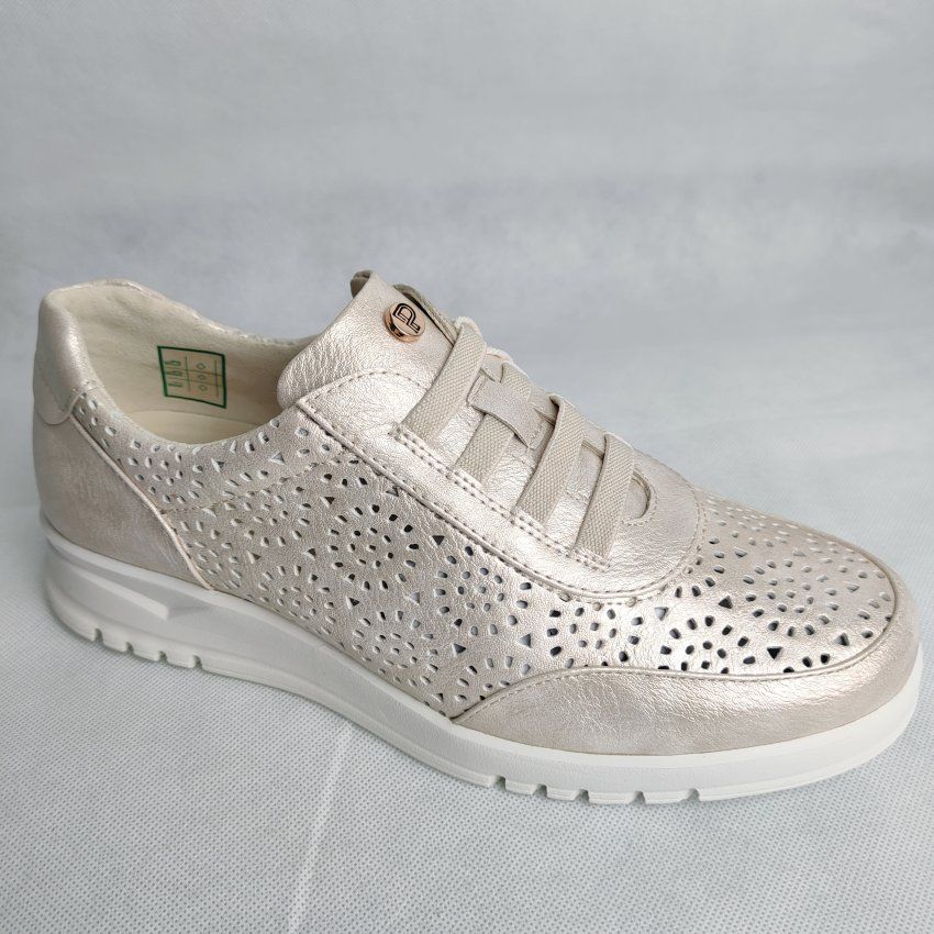 Deportivo Casual Mujer PITILLOS 20301 Vegano Oro Picado con Cordón Elástico – Memory Foam Ultra Light