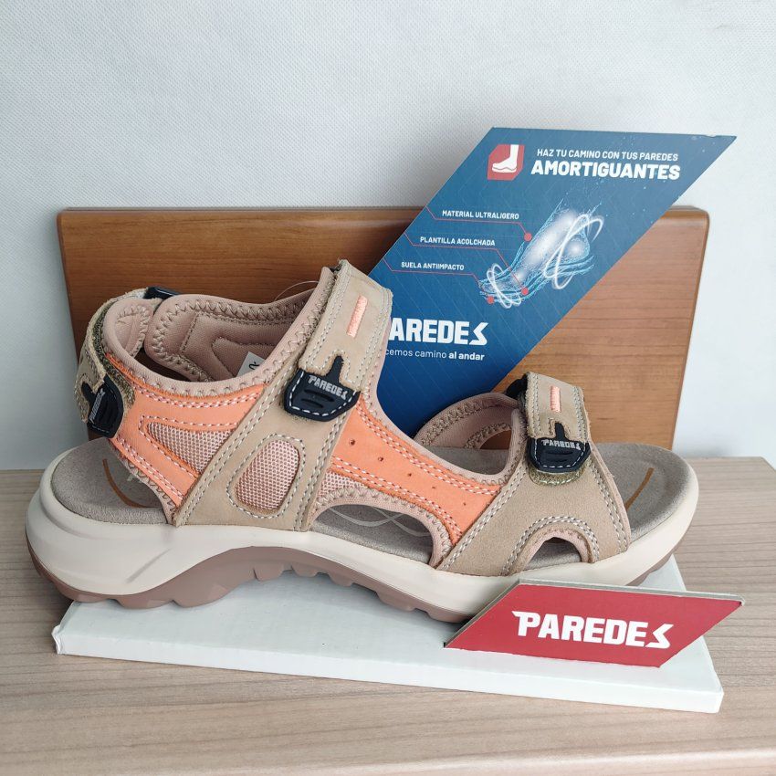 Sandalia Trekking Mujer PAREDES Banyotes Trek Piel Nobuck con Velcro – Suela Phylon + TPR