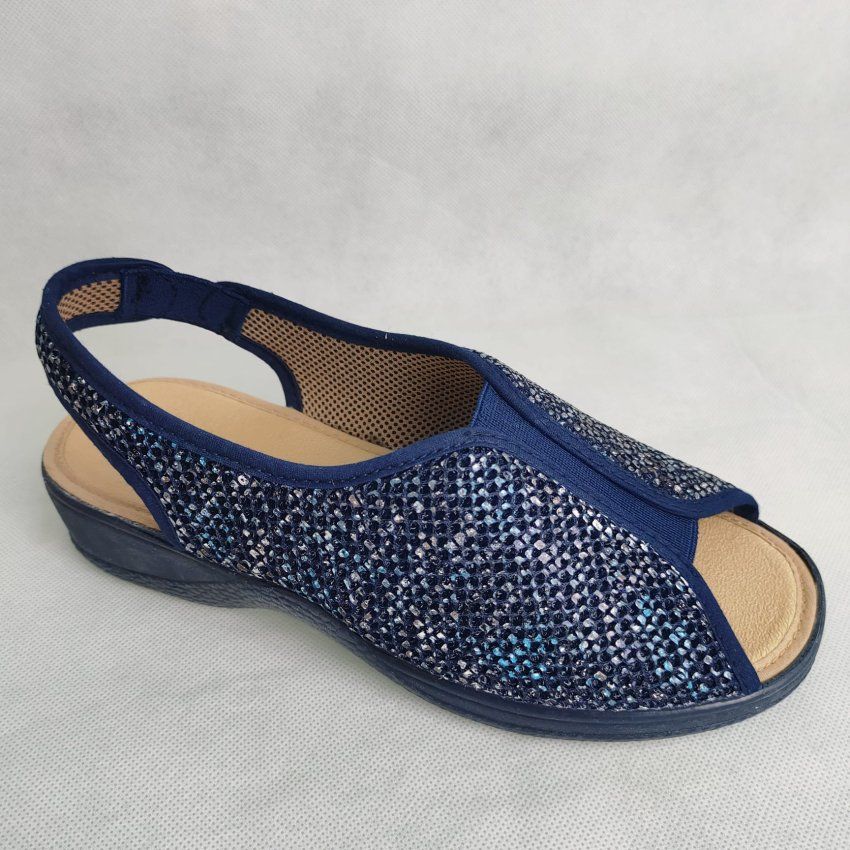 Zapatillas de Casa Mujer ANDINAS Cuña Baja Pala Abierta con Elástico Marino – Hechas en España