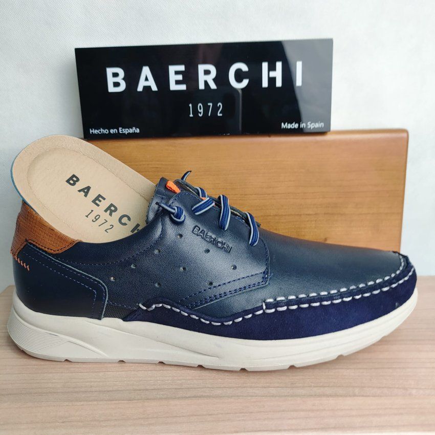 Zapato Náutico Casual de Piel Marino BAERCHI 5380 – Confort y Estilo