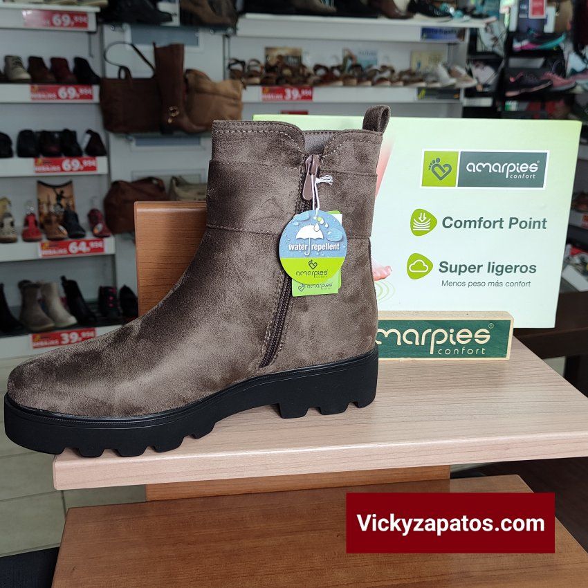 Botín de Plataforma Water Repellent con Cremallera AMARPIES 27215 Nueva Temporada Otoño Invierno