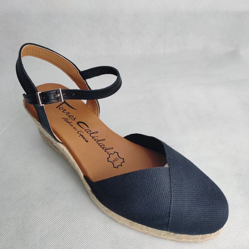Alpargata Yute Mujer TORRES 5004 Cuña Lino Piel y Textil – Planta Gel Hechas en España