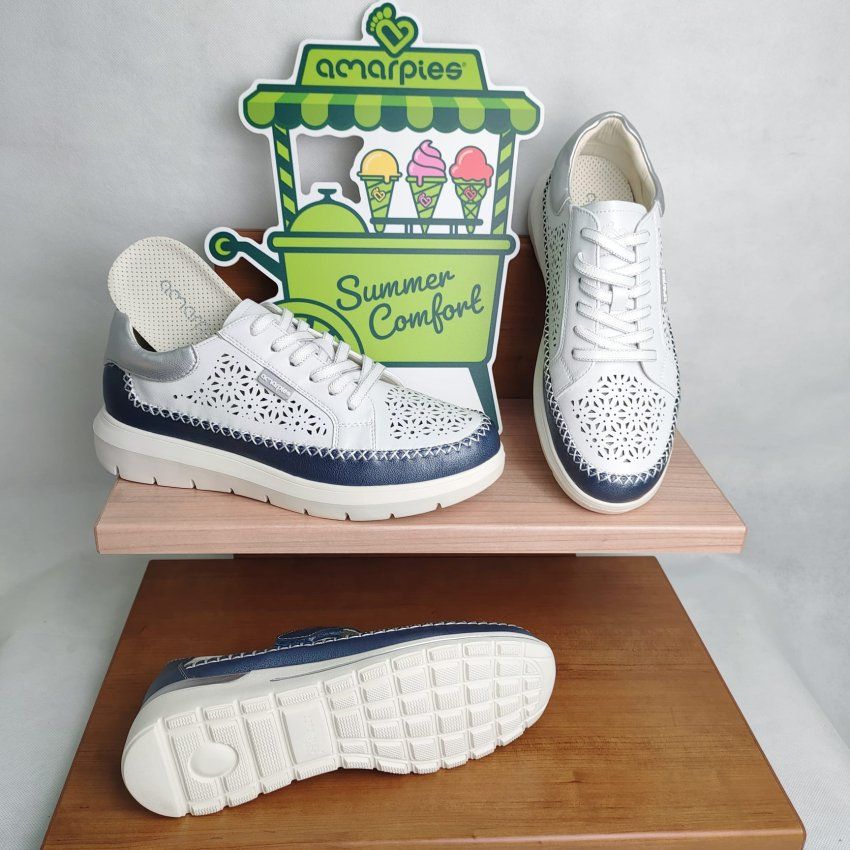 Deportivo Casual Vegano AMARPIES Blanco y Jeans con Plantilla Memory Sponge