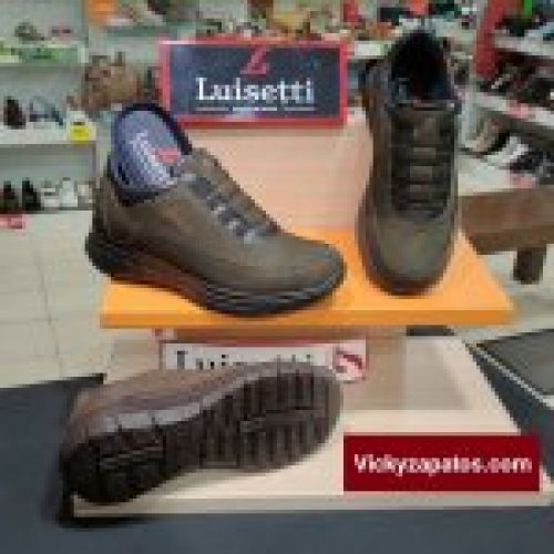 Zapato Casual con Cordón Elástico en Piel  Nobuk LUISETTÍ 36101 Otoño Invierno 22 Hecho en España Coslada