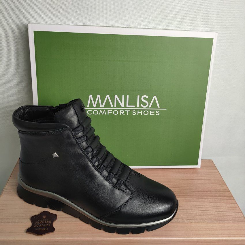 Botín Casual Mujer MANLISA 2530 Piel Napa Negro con Tachuelas