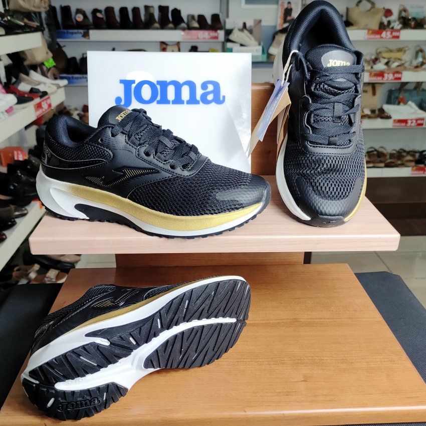 Joma Active Lady 2501 – Zapatilla de running de mujer en negro y oro   VICKY Zapatos