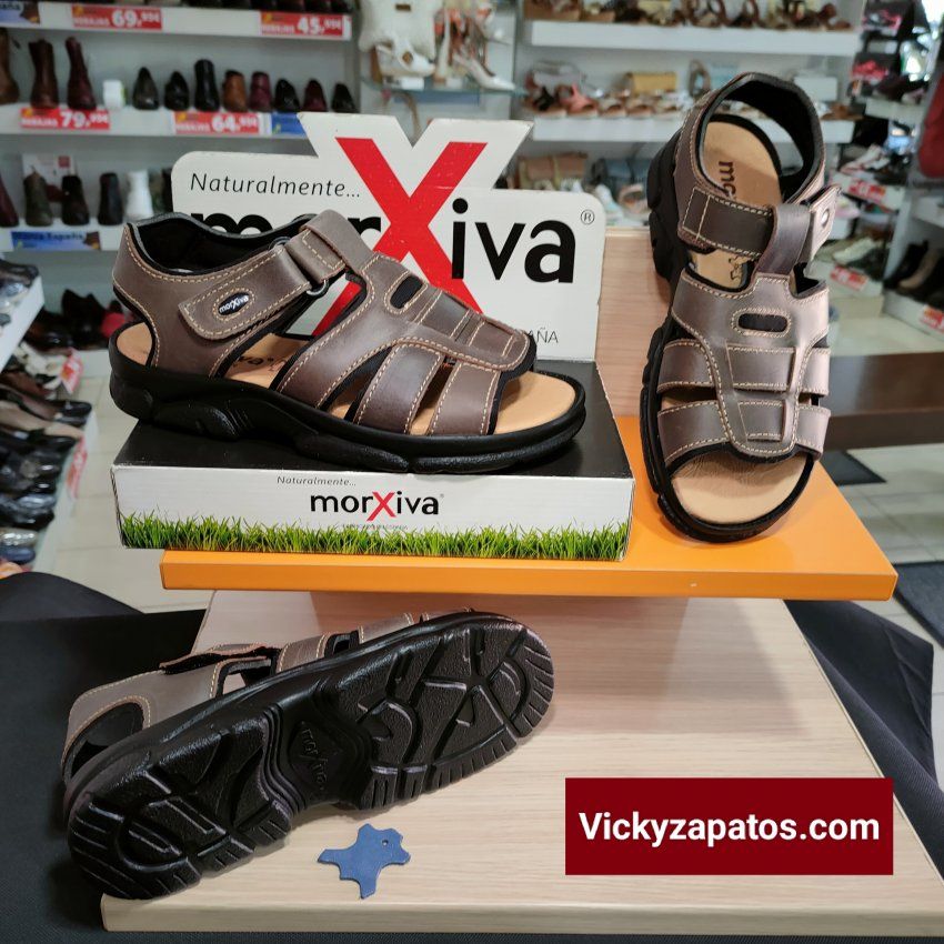 Sandalia De Piel con Ajuste de Velcro MORXIVA 7013 Hechas en España Coslada
