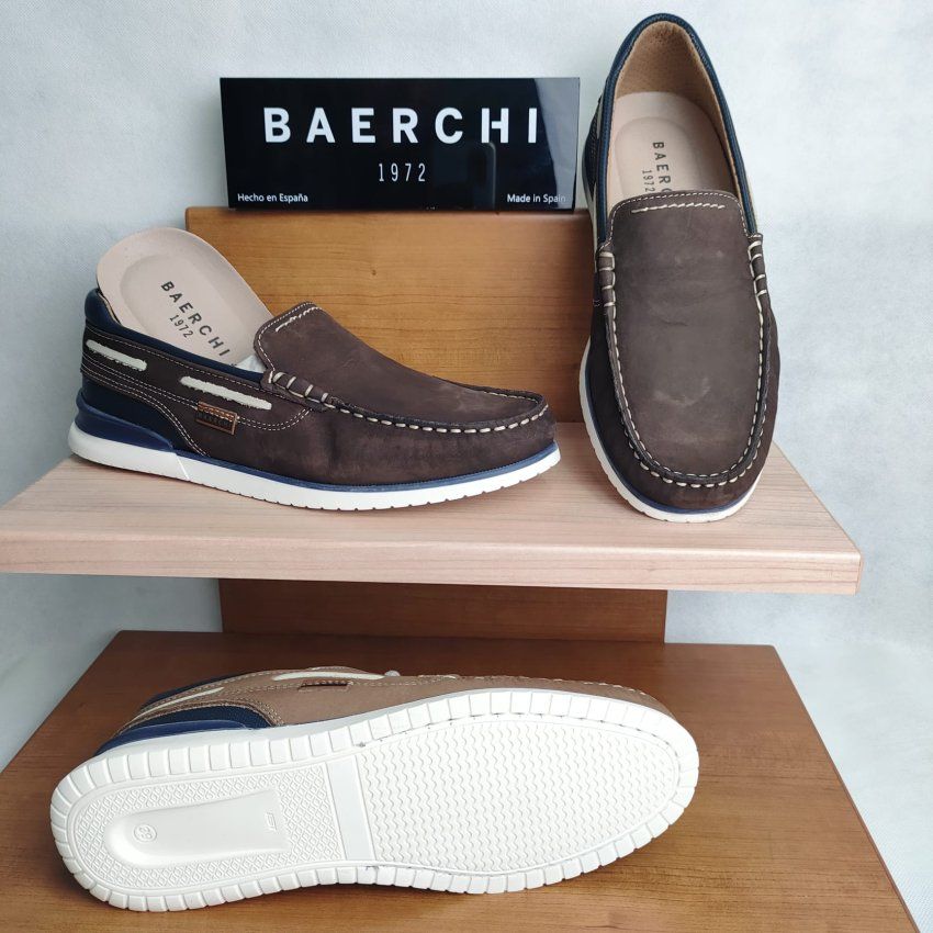 Zapato Náutico de Piel Napa Marrón BAERCHI 3101 – Hechos en España