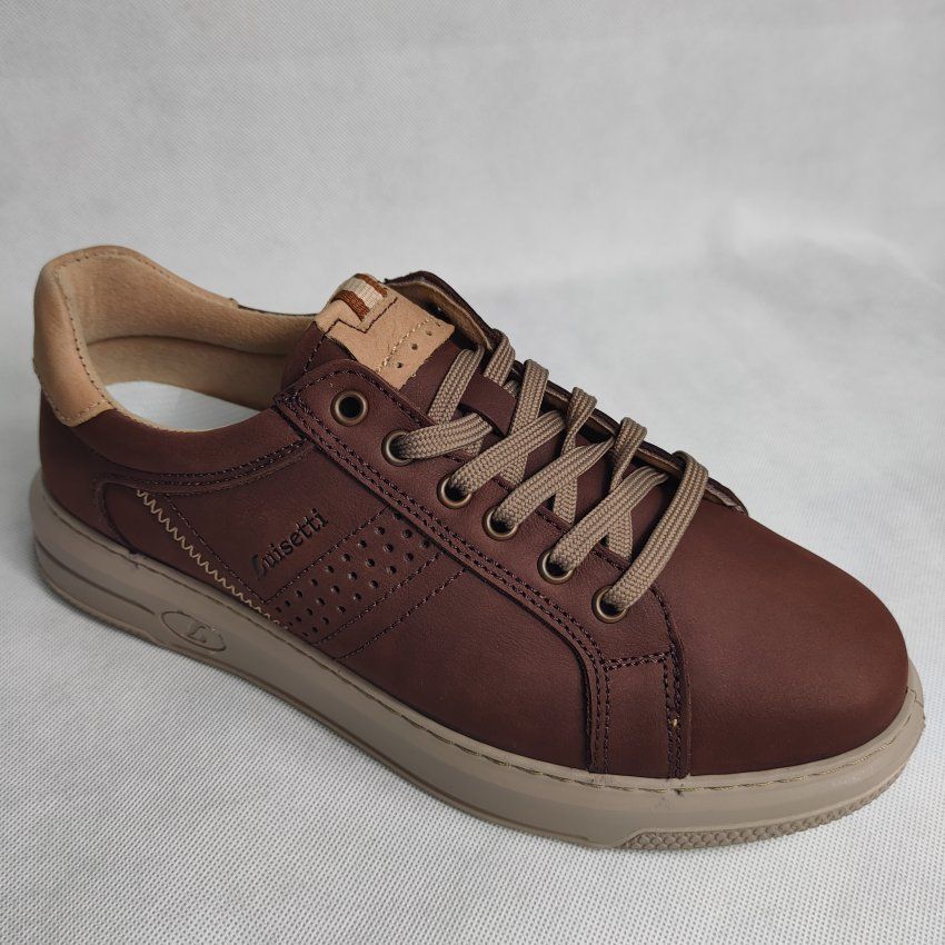 Deportivo Casual Hombre LUISETTI 39202 Piel Nobuck Marrón con Detalles Beige