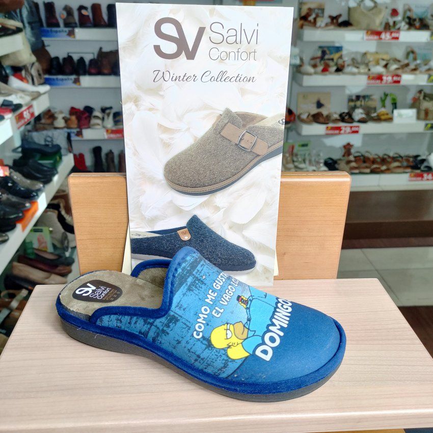 Salvi 09T – Zapatilla de casa en suapel marino con serigrafía de Los Simpson   VICKY Zapatos