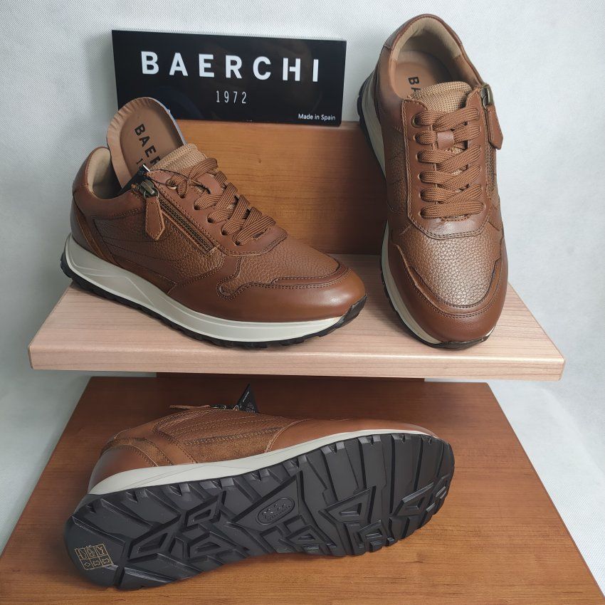 Deportivo Casual Hombre BAERCHI 7041 Piel Marrón y Negro con Cremallera