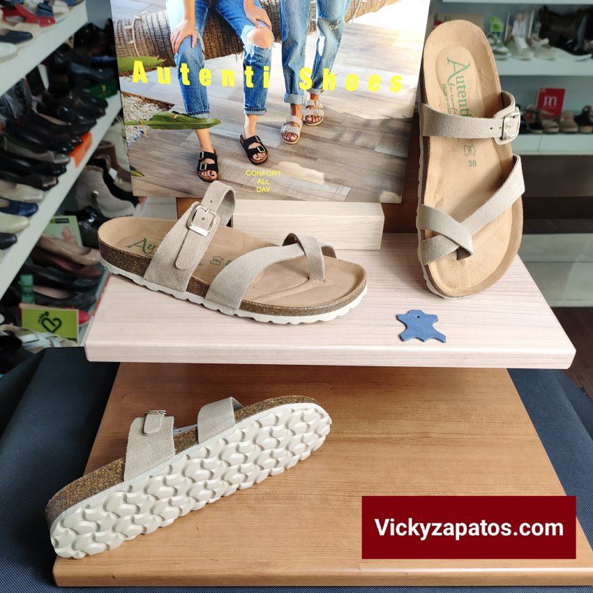 Sandalia Esclava AUTENTIC 3572 Piel Afelpada con Una Tira de Hebilla HECHO EN ESPAÑA