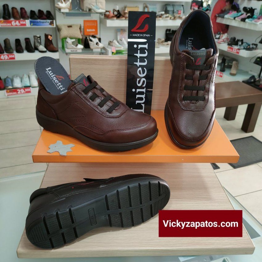 Zapato Cordón Elástico en Piel con Plantilla Extraíble LUISETTÍ 31013 Otoño Invierno 23 Hecho en España