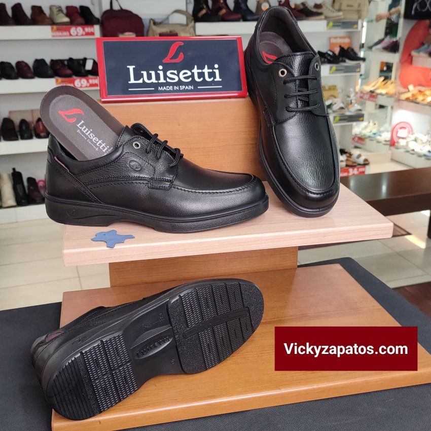Zapato de Cordón Confort LUISETTÍ 37704 Todo Piel con Plantilla Extraíble Hecho en España