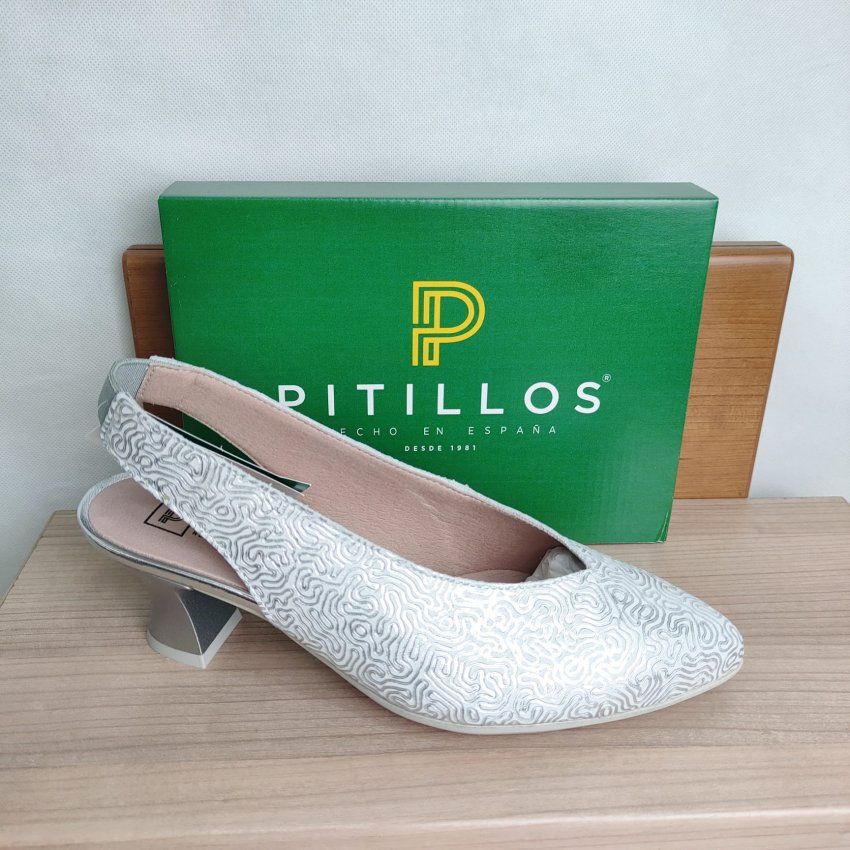 Salón de Piel Metalizada PITILLOS 11180 Tacón Medio Destalonado Hecho en España