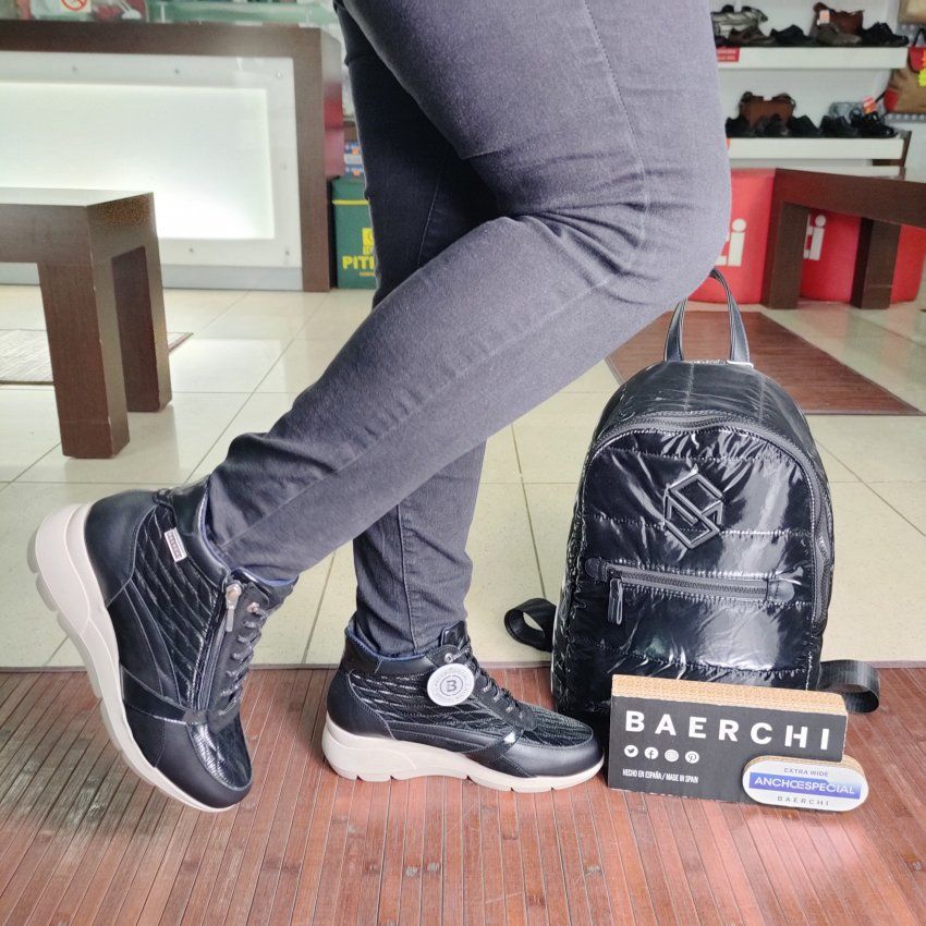 Baerchi 32602 Lola – Botín casual ancho especial de piel con cuña color negro   Vicky Zapatos