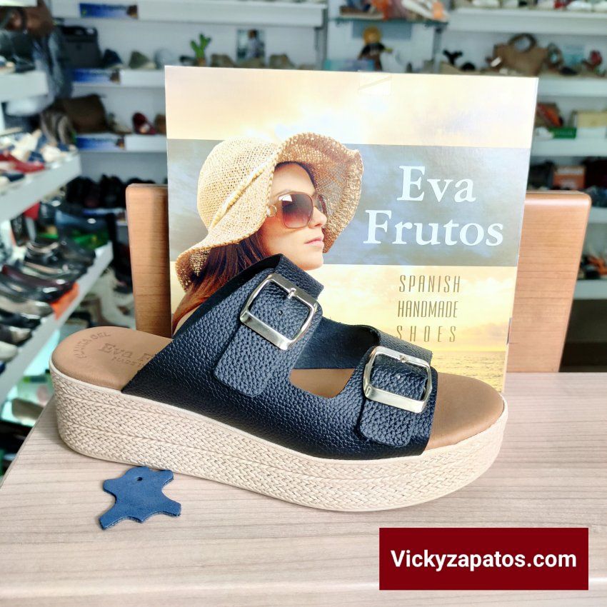 Zueco en Piel y Planta de Gel Plana EVA FRUTOS E20 Hechas en España