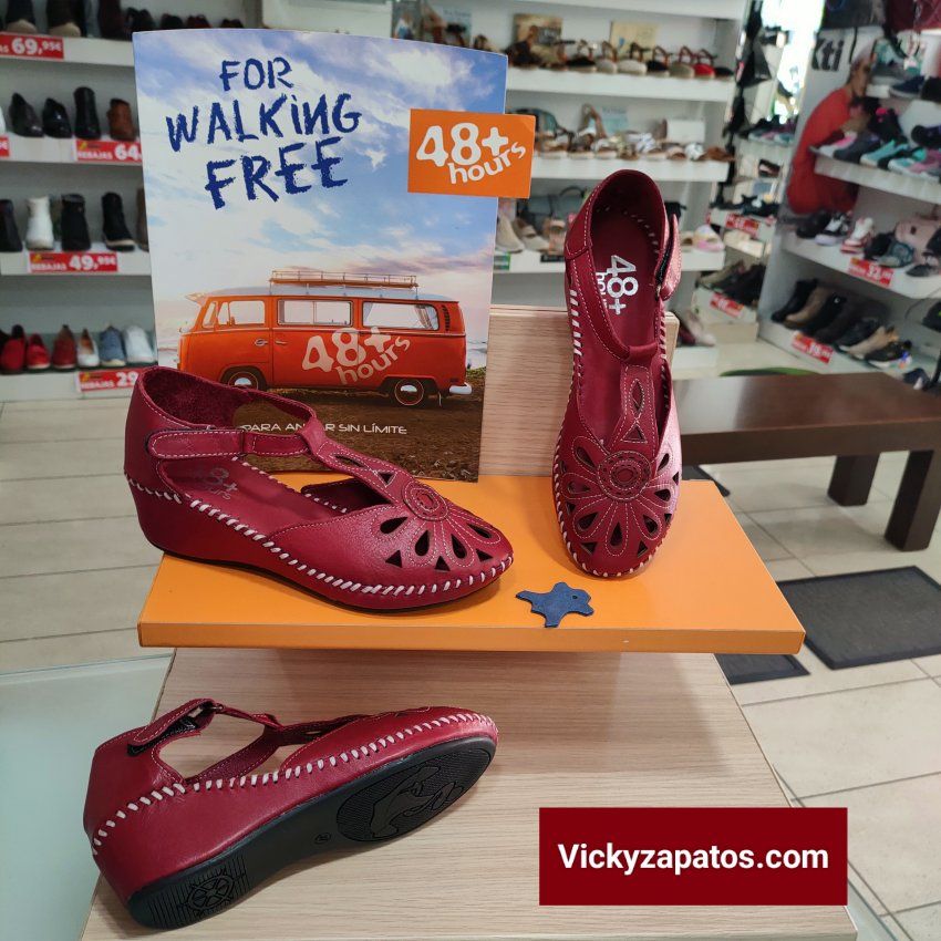 Sandalia de Piel  en Cuña Puntera y Talón Cerrado 48+Hours 314001 Hechas en España