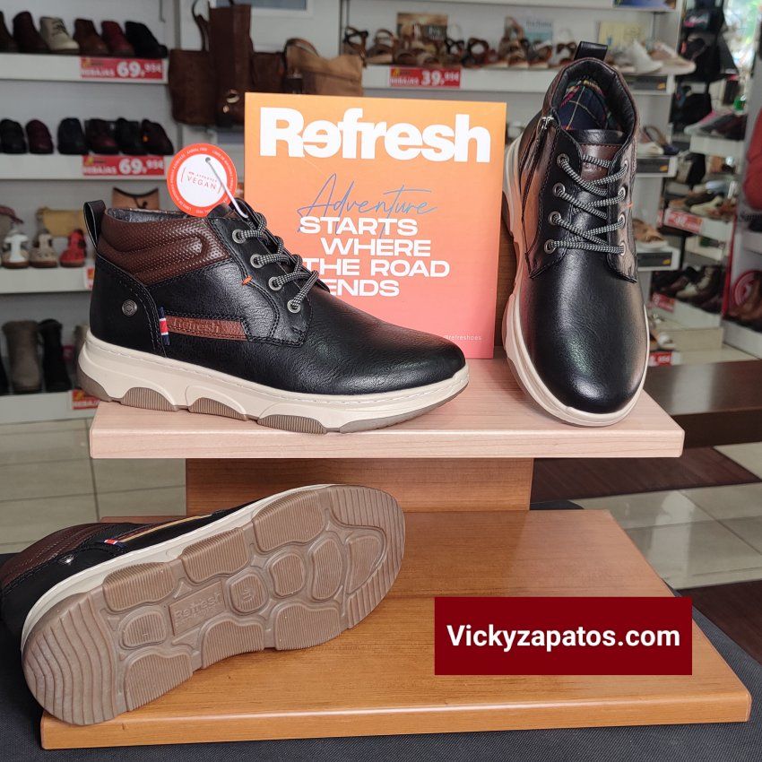 Botín Casual Vegano con Cordón y Cremallera Nueva Temporada Otoño REFRESH 172142