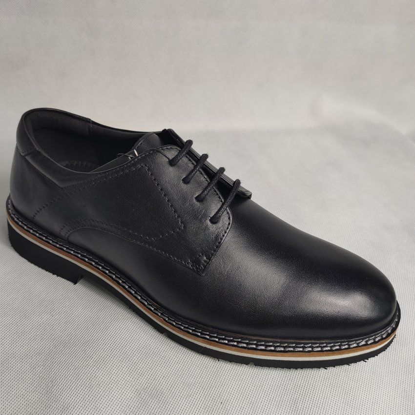 Zapato de Vestir Hombre BAERCHI 5850 Piel Cuero y Negro con Cordones