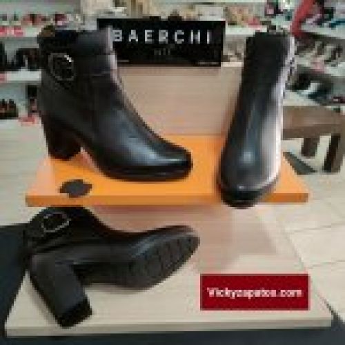 Botín de Tacón Medio en Piel BAERCHI 54053 Hecho en España Coslada