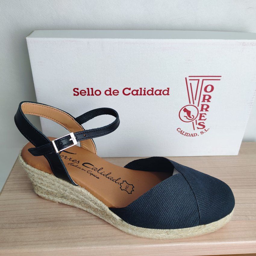 Alpargata Yute Mujer TORRES 5004 Cuña Lino Piel y Textil – Planta Gel Hechas en España