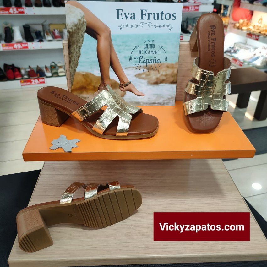 Zueco en Piel y Tacón Medio con Planta de Gel EVA FRUTOS E141 Hechas en España Coslada