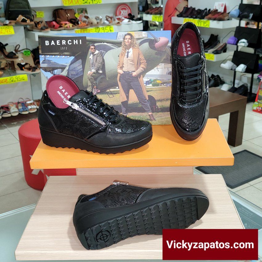 Zapato de Cordón Casual En Piel Ancho Especial BAERCHI WOMAN 55051 Hecho en España Otoño-Invierno 21