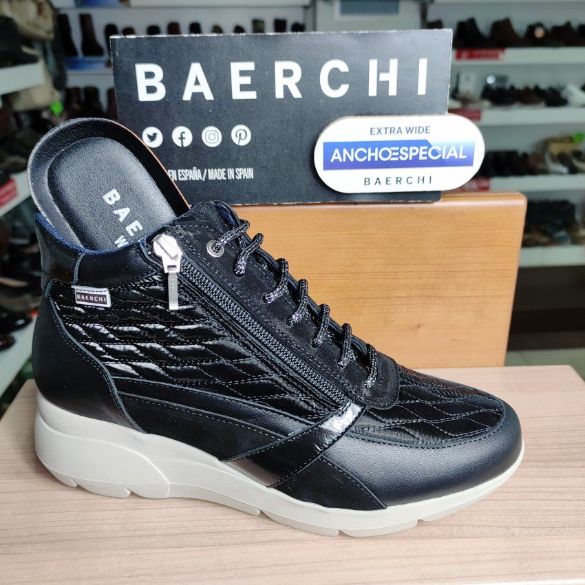 Baerchi 32602 Lola – Botín casual ancho especial de piel con cuña color negro   Vicky Zapatos