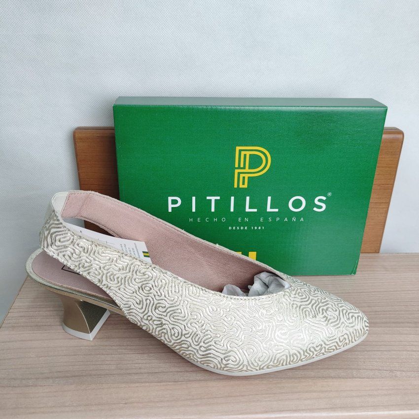 Salón de Piel Metalizada PITILLOS 11180 Tacón Medio Destalonado Hecho en España