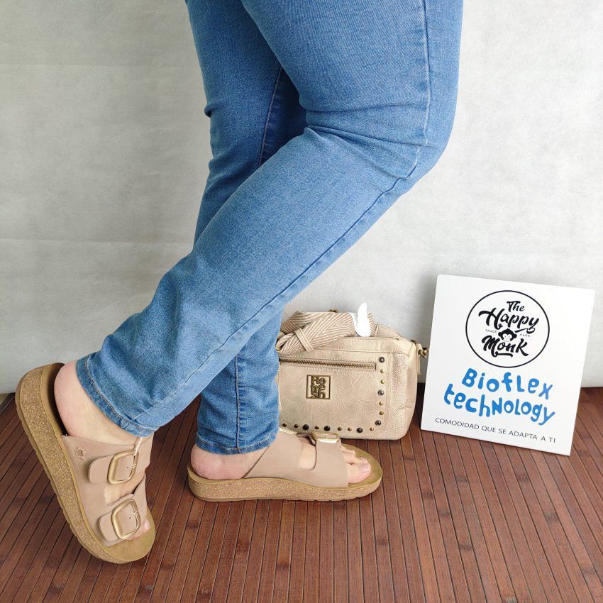 Sandalia BIO Mujer THE HAPPY MONK Formentera 02 Piel Nobuck – Doble Hebilla Ajustable