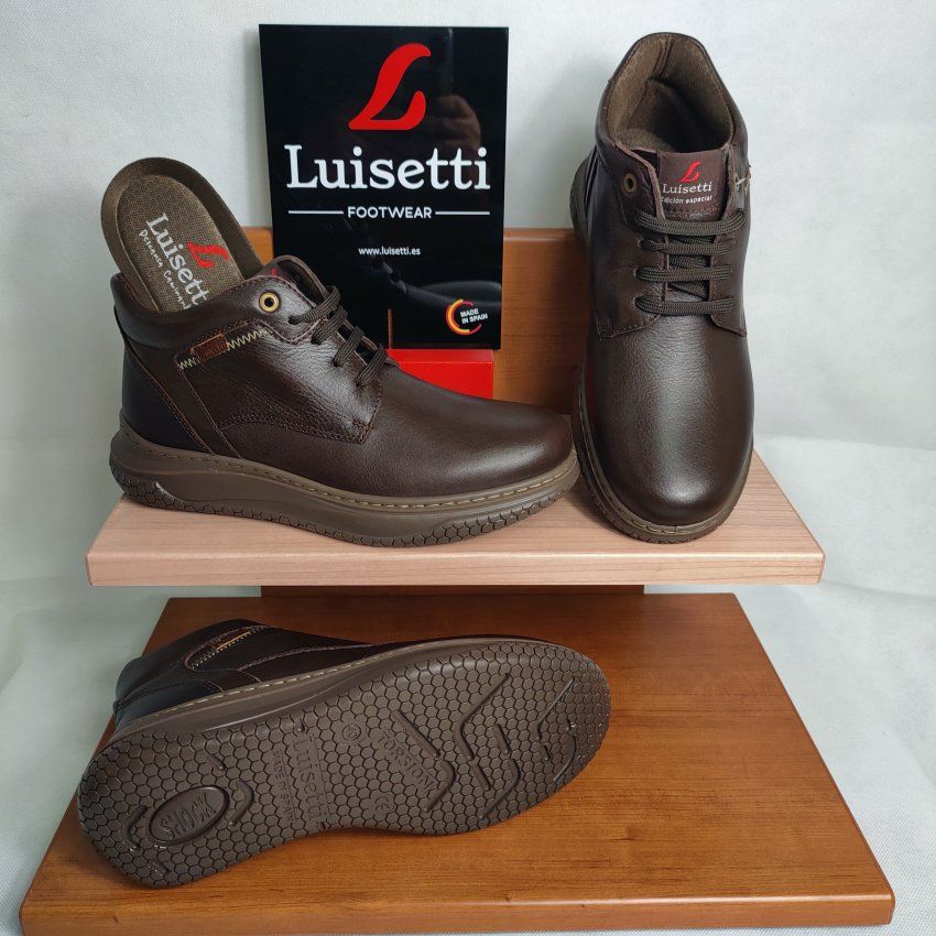 Botín Confort Hombre LUISETTÍ 39905 Piel Napa Café – Memory Foam y Máximo Agarre