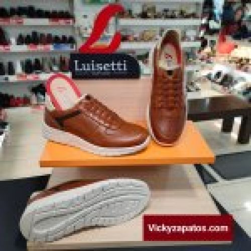 Zapato Casual con Cordón Elástico en Piel Calada LUISETTÍ 36207 Primavera Verano 23 Hecho en España