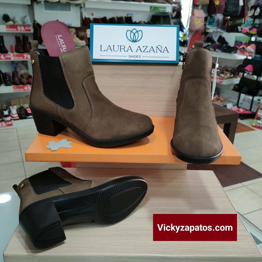 Botín de Vestir de Cremallera con Elástico de Piel Afelpada LAURA AZAÑA LA26908 Hechas en España Moda y Confort Coslada