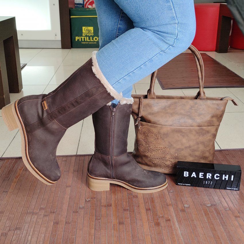 Bota Casual en Piel Nobuk BAERCHI 60302 ZEBRA en Marrón y Kakí | VICKYZAPATOS