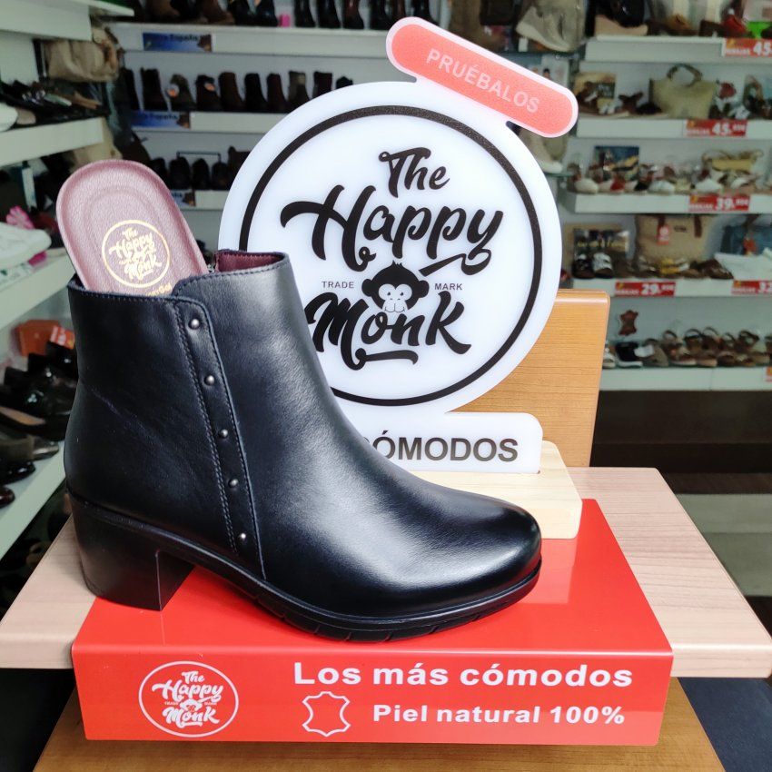 The Happy Monk Urban 01 – Botín casual de mujer en piel con tacón medio y tachuelas   VICKY Zapatos